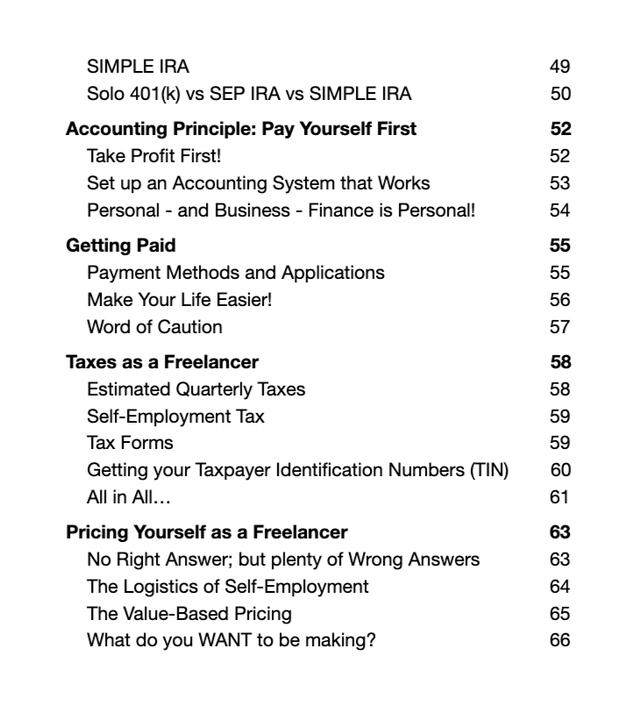 Freelance Finance 101 Table of Contents